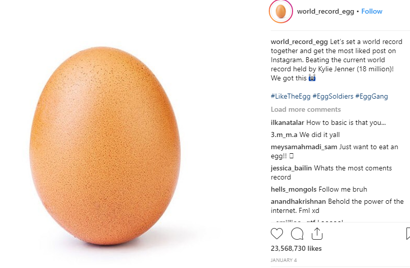 رکوردشکنی عجیب یک تخم مرغ در اینستاگرام